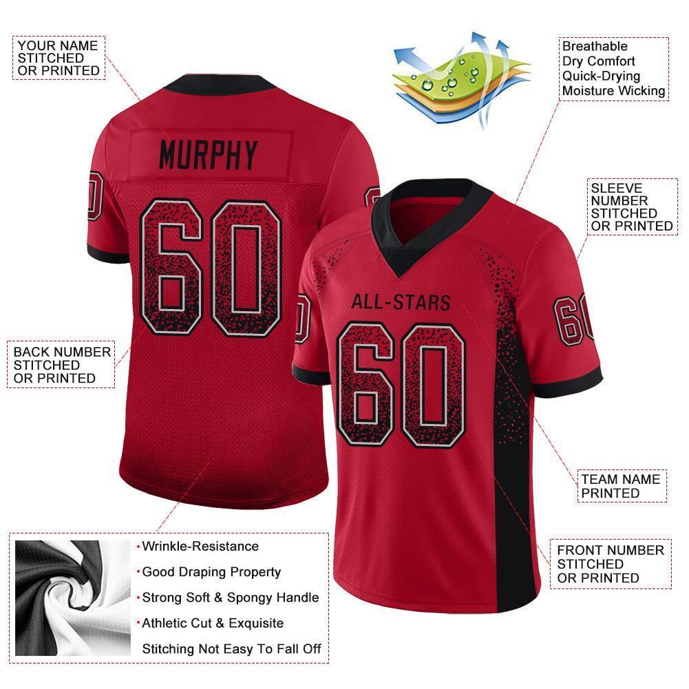 Custom Red Black-Gray Drift Fashion Football Jersey