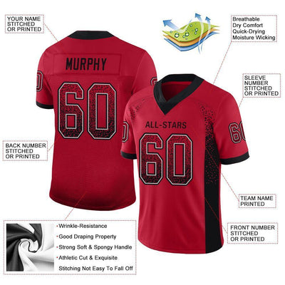 Custom Red Black-Gray Drift Fashion Football Jersey