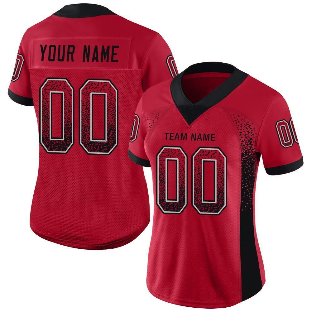 Custom Red Black-Gray Drift Fashion Football Jersey