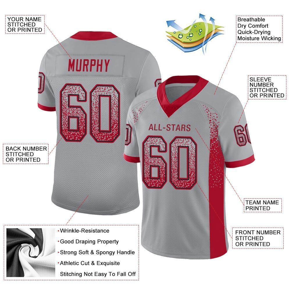 Custom Light Gray Red-Black Drift Fashion Football Jersey