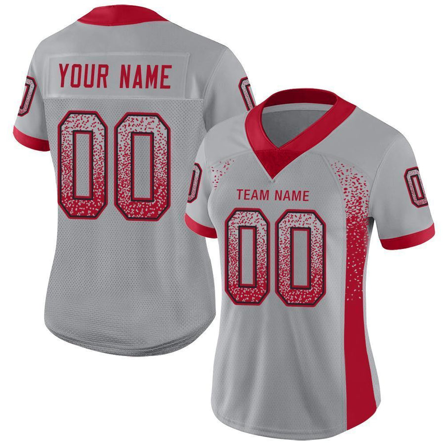 Custom Light Gray Red-Black Drift Fashion Football Jersey