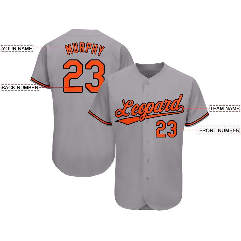 Custom Gray Orange-Black Baseball Jersey Men's Size:M