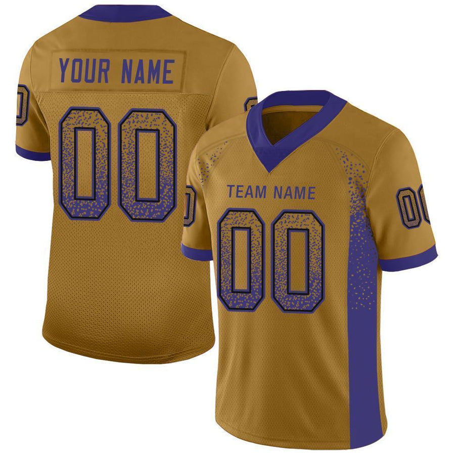 Custom Old Gold Purple-Black Drift Fashion Football Jersey