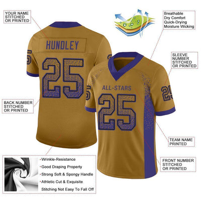 Custom Old Gold Purple-Black Drift Fashion Football Jersey