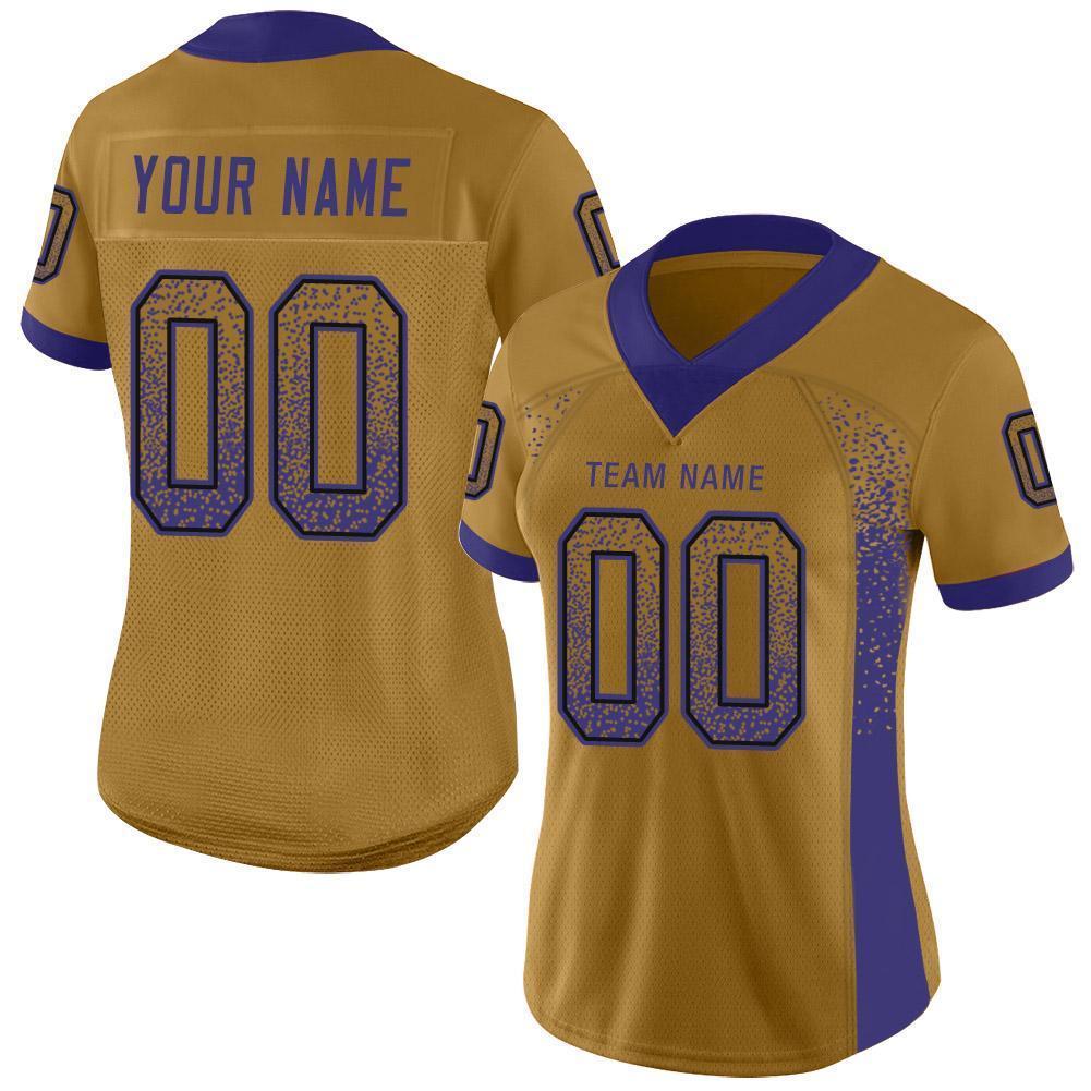 Custom Old Gold Purple-Black Drift Fashion Football Jersey