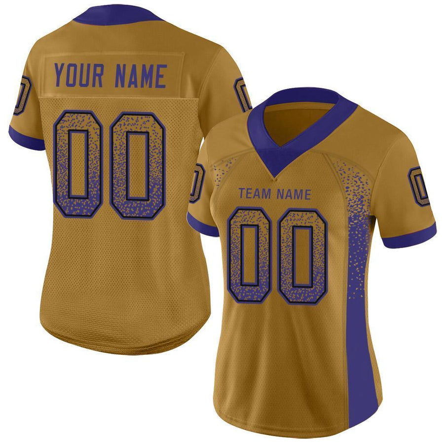 Custom Old Gold Purple-Black Drift Fashion Football Jersey