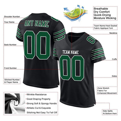 Custom Black Grass Green-White Mesh Authentic Football Jersey