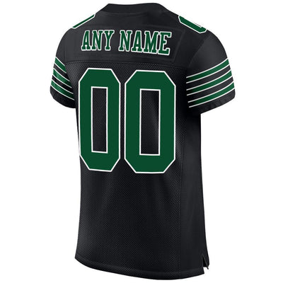 Custom Black Grass Green-White Mesh Authentic Football Jersey