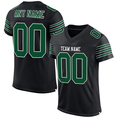 Custom Black Grass Green-White Mesh Authentic Football Jersey