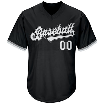 Custom Black White-Gray Authentic Throwback Rib-Knit Baseball Jersey Shirt