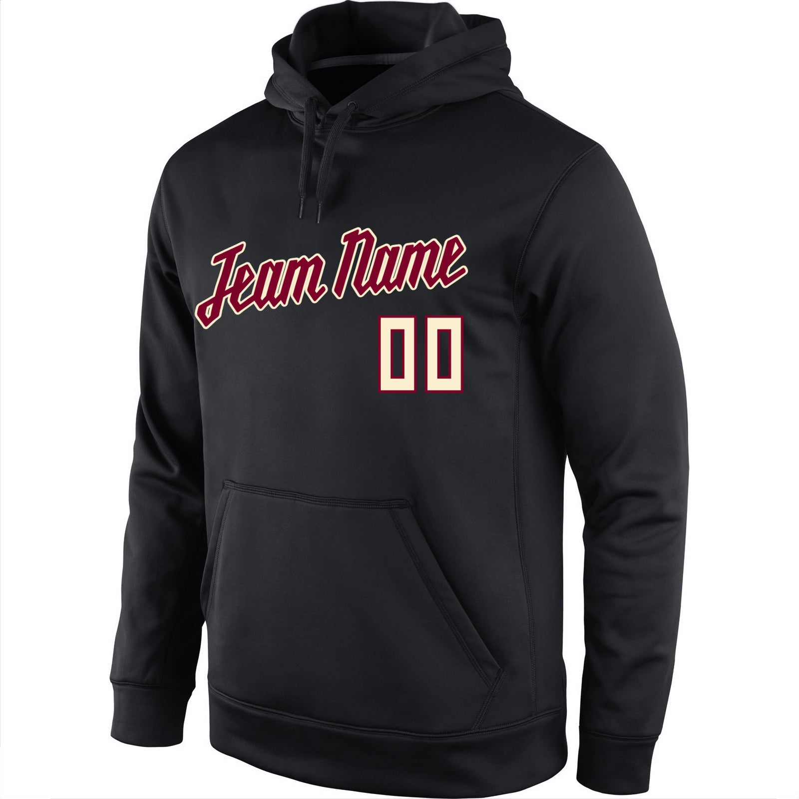 Custom Stitched Black Crimson-Cream Sports Pullover Sweatshirt Hoodie