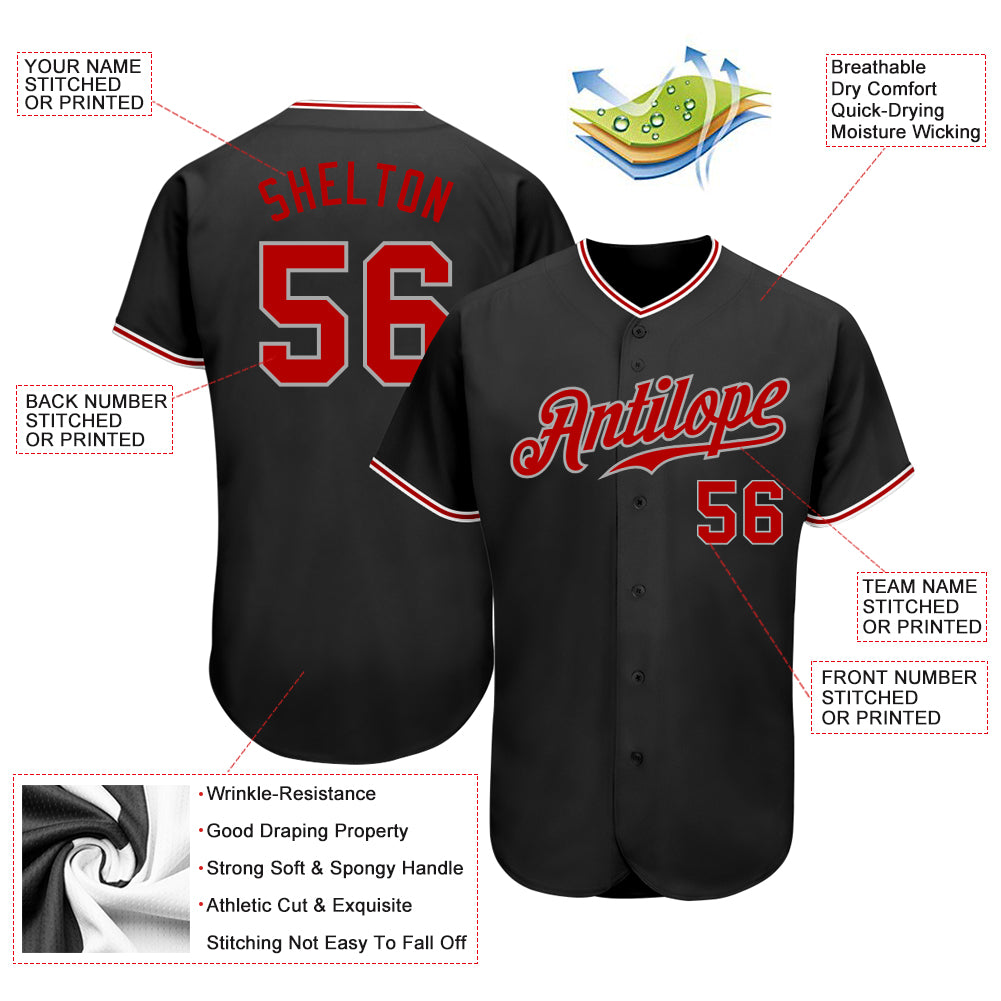 Custom Red Gray-Black Authentic Raglan Sleeves Baseball Jersey Fast  Shipping – FiitgCustom