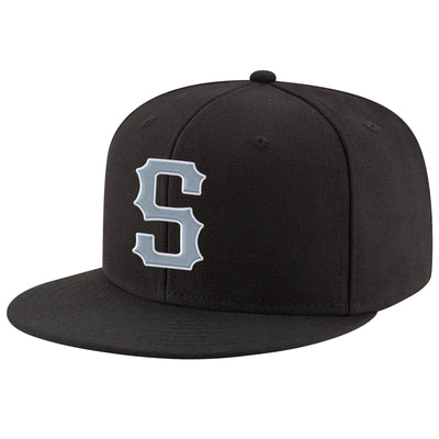 Custom Black Light Gray-White Stitched Adjustable Snapback Hat