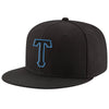 Custom Black Black-Powder Blue Stitched Adjustable Snapback Hat