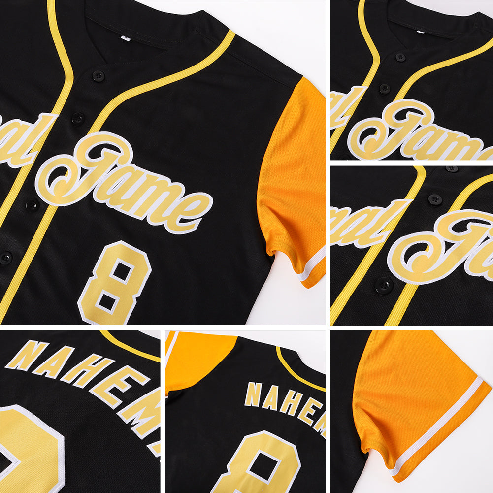 Custom White-Black Gold Authentic Split Fashion Baseball Jersey Women's Size:M