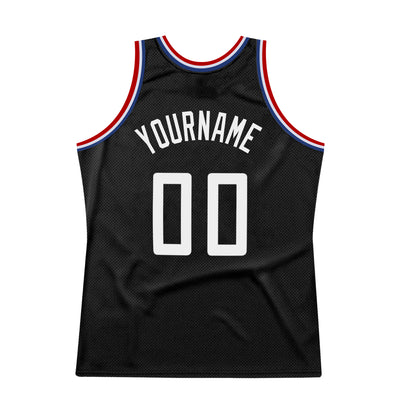 Custom Black White-Red Authentic Throwback Basketball Jersey