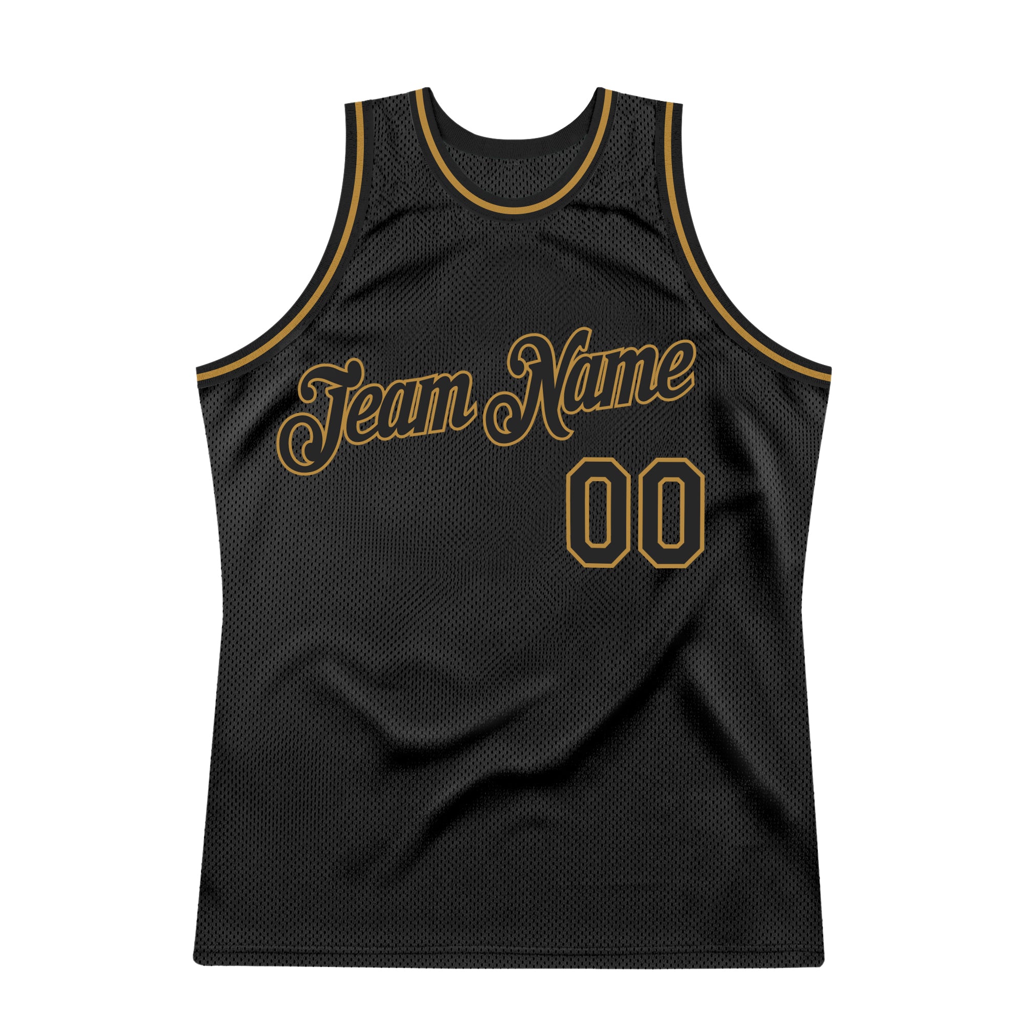FIITG Custom Basketball Jersey Black Black-Old Gold Authentic Throwback Men's Size:3XL