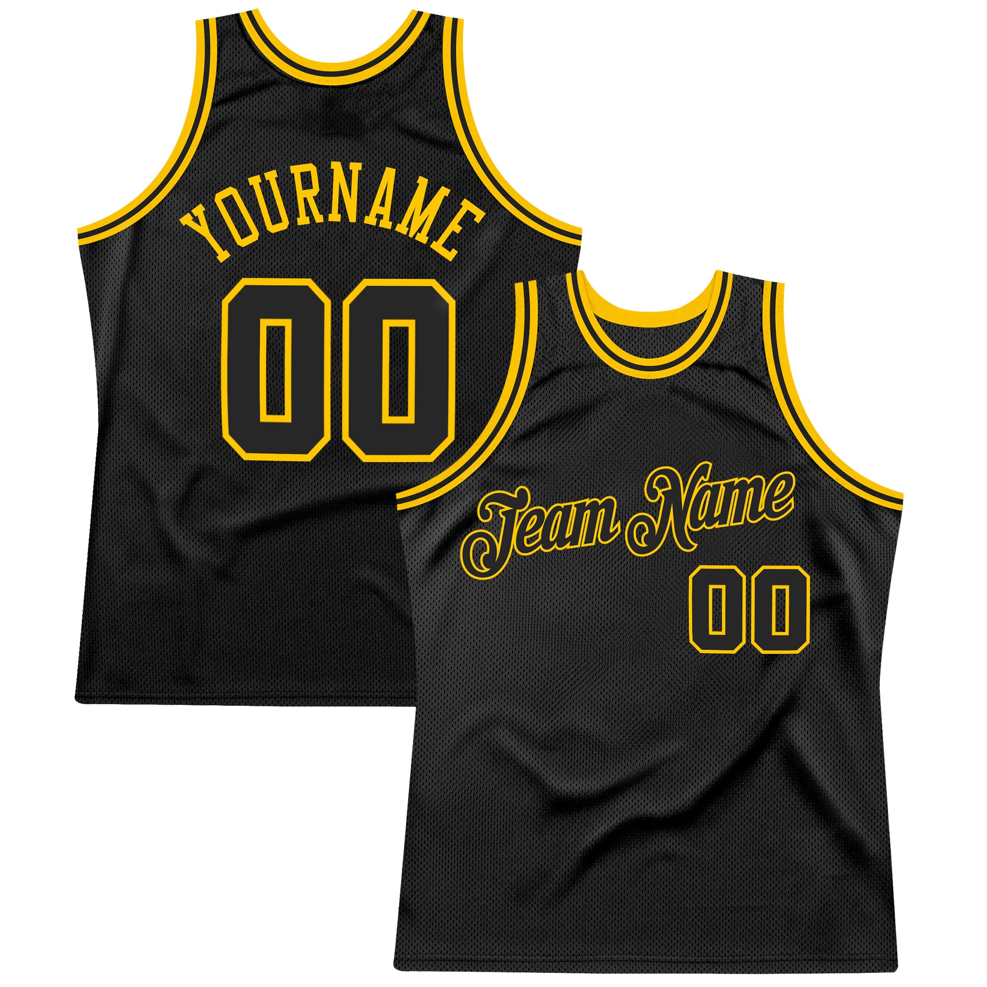 Custom Black Basketball Jersey-Gold Authentic Throwback - FansIdea