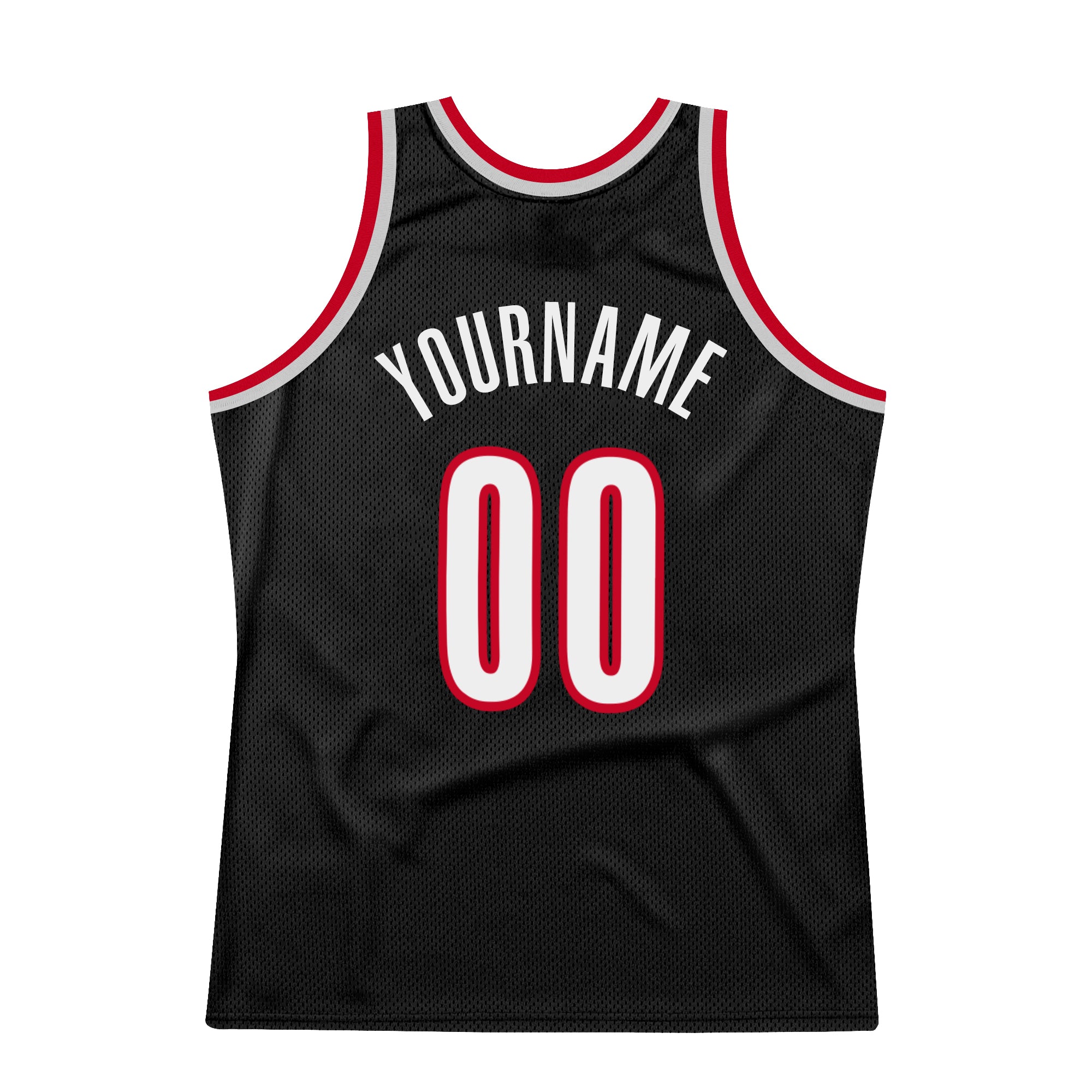 Custom Black White-Red Authentic Throwback Basketball Jersey