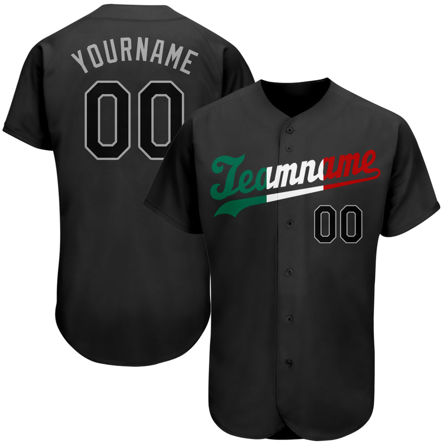 Custom Black Black-Kelly Green Authentic Split Fashion Baseball Jersey
