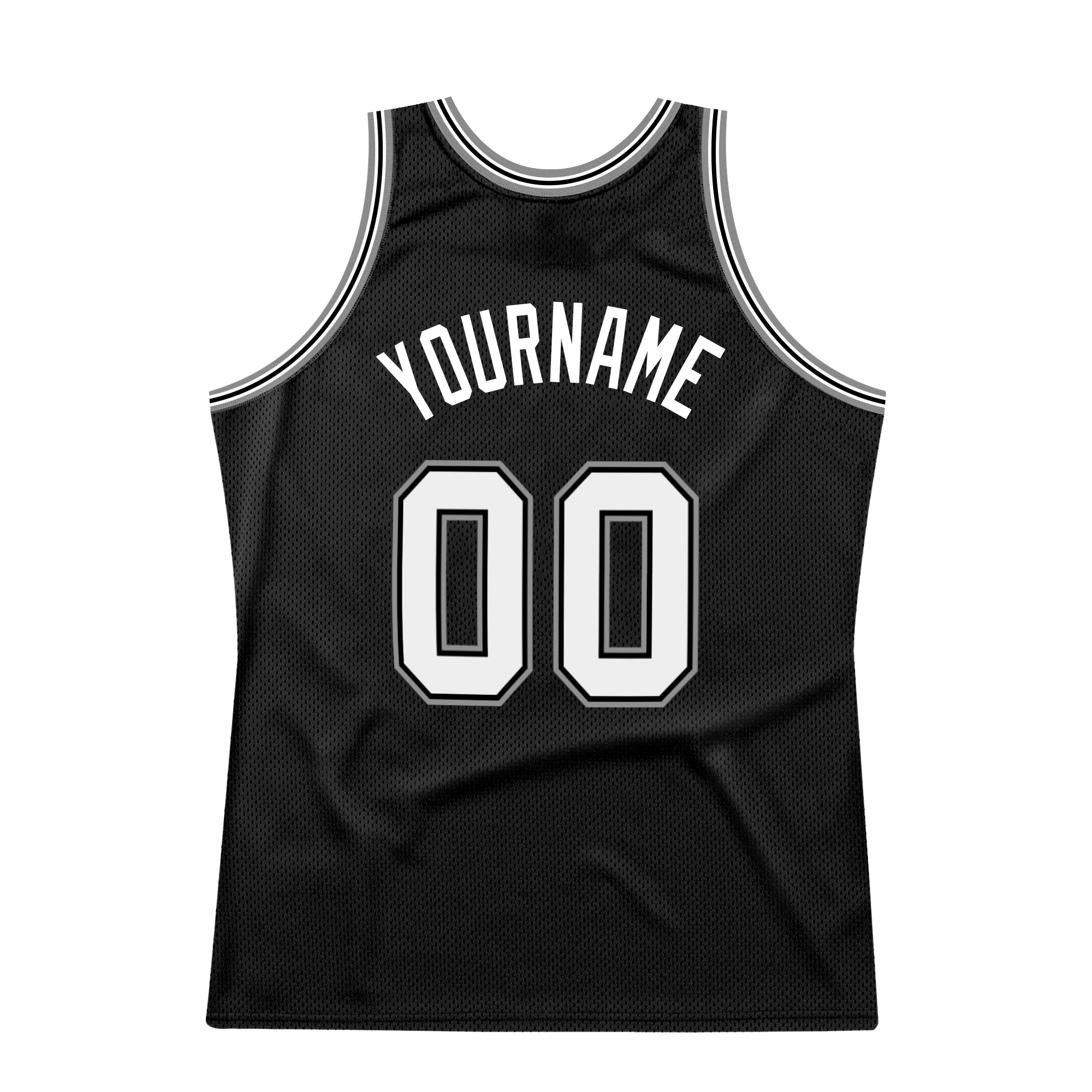 Custom Black White-Gray Authentic Throwback Basketball Jersey