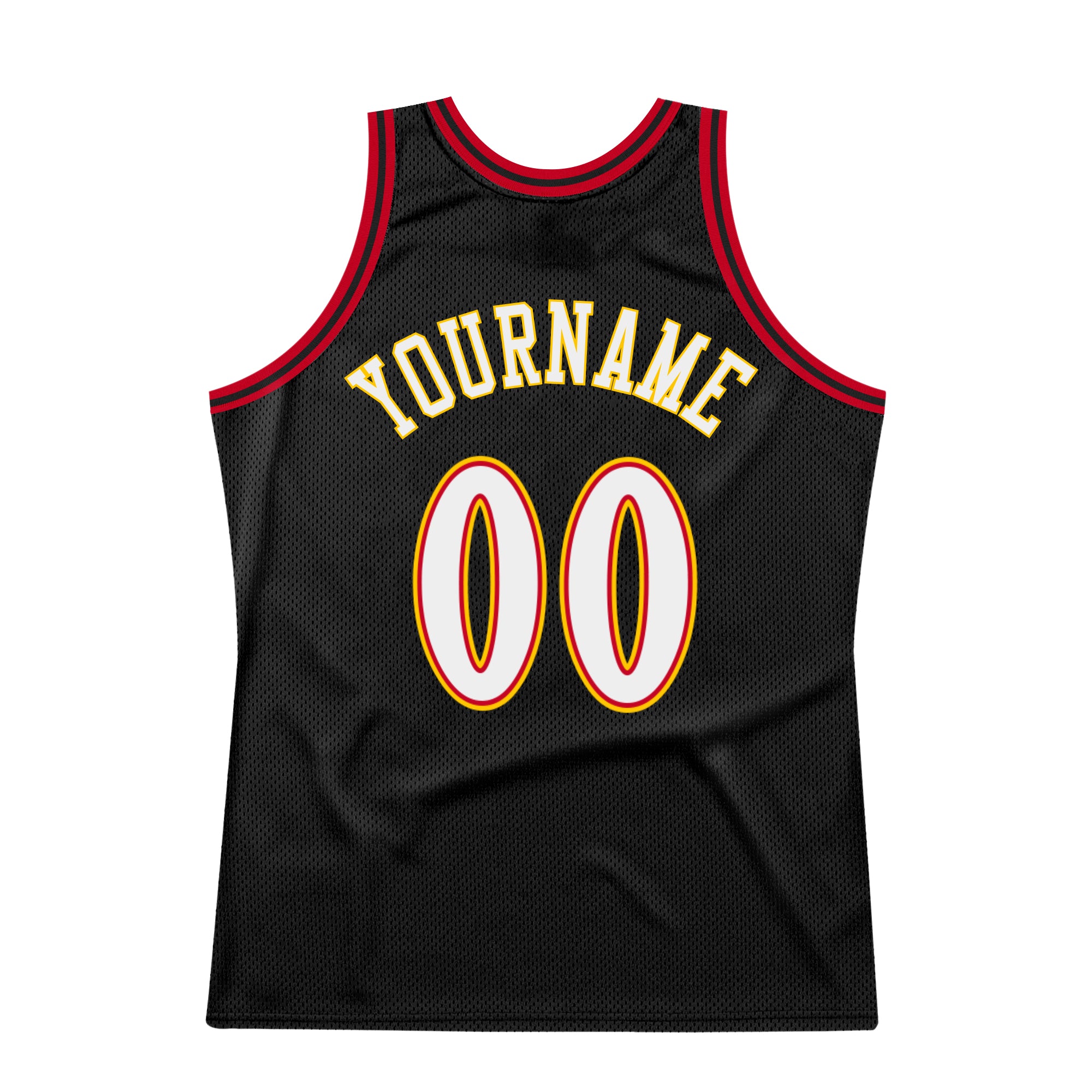 Custom Black White-Red Authentic Throwback Basketball Jersey