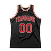 Custom Black Red-Cream Authentic Throwback Basketball Jersey
