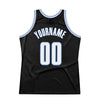 Custom Black White-Light Blue Authentic Throwback Basketball Jersey