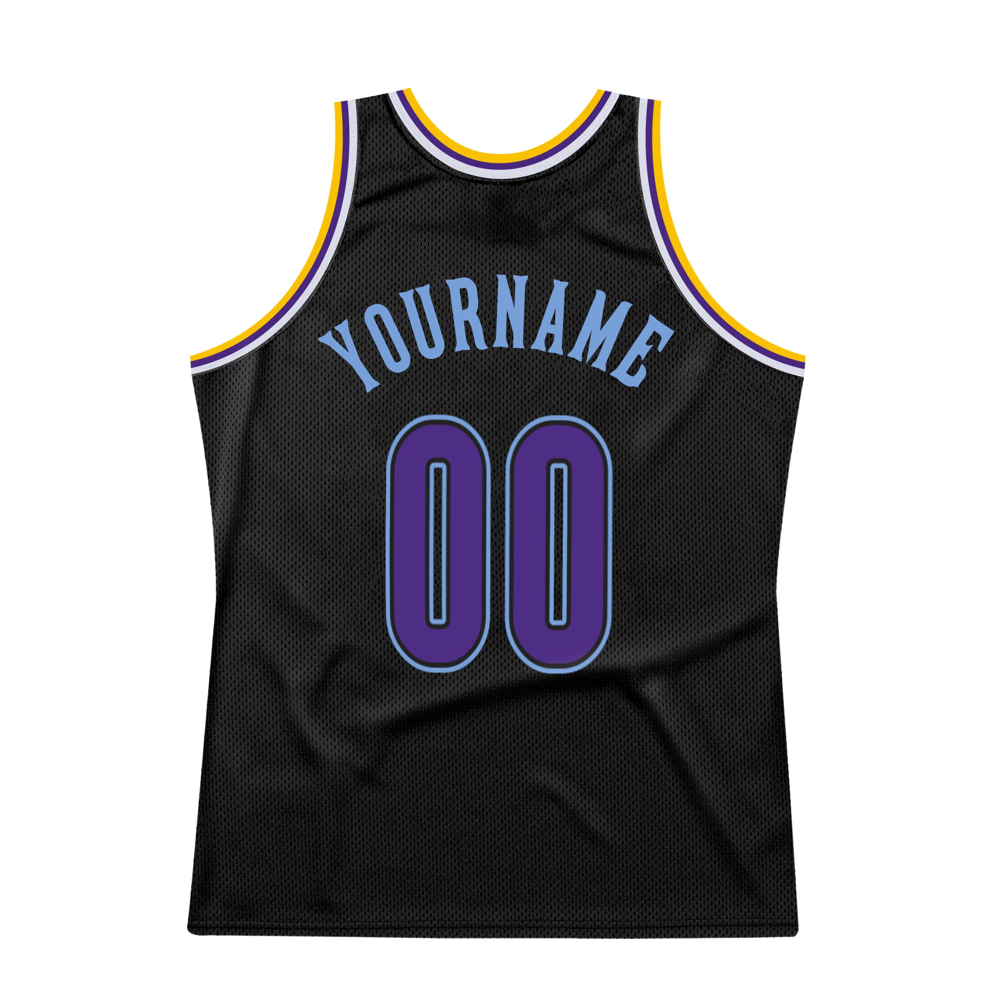 Custom Black Purple-Light Blue Authentic Throwback Basketball Jersey