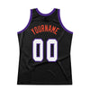 Custom Black White-Purple Authentic Throwback Basketball Jersey