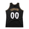 Custom Black White-Old Gold Authentic Throwback Basketball Jersey
