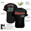 Custom Black Kelly Green-Red Authentic Baseball Jersey