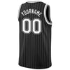 Custom Black White Pinstripe White-Gray Authentic Basketball Jersey