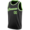 Custom Black White Pinstripe Neon Green-White Authentic Basketball Jersey