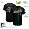 Custom Black Kelly Green-Red Authentic Mexican Flag Fashion Baseball Jersey