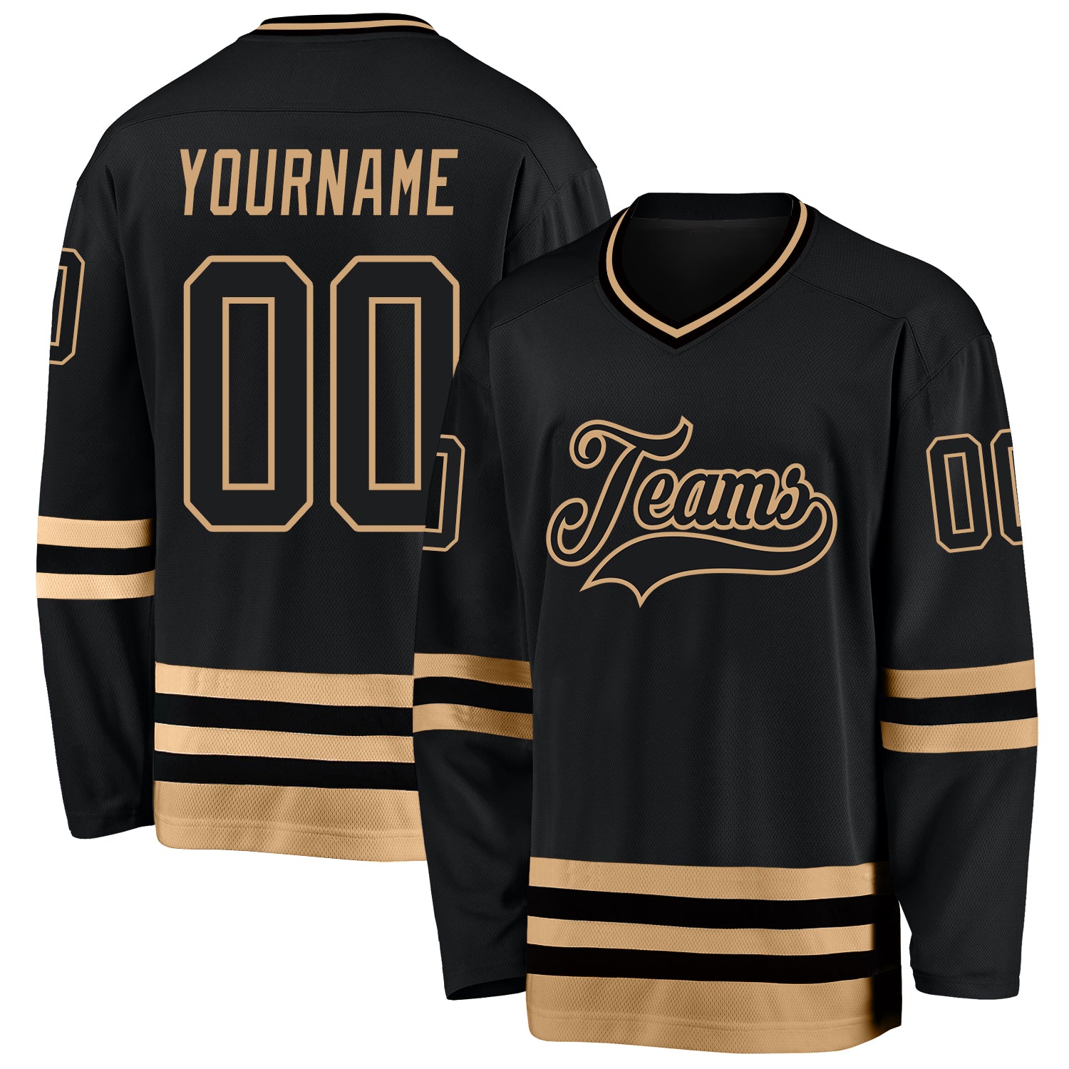 Cheap Custom Old Gold Black Hockey Jersey Free Shipping – CustomJerseysPro
