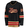 Custom Black Old Gold-Red Hockey Jersey