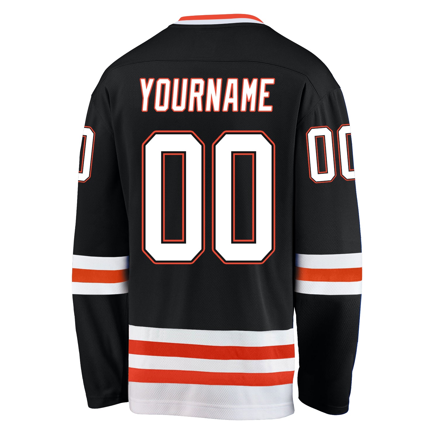 Custom Black Black-Orange Hockey Jersey Discount