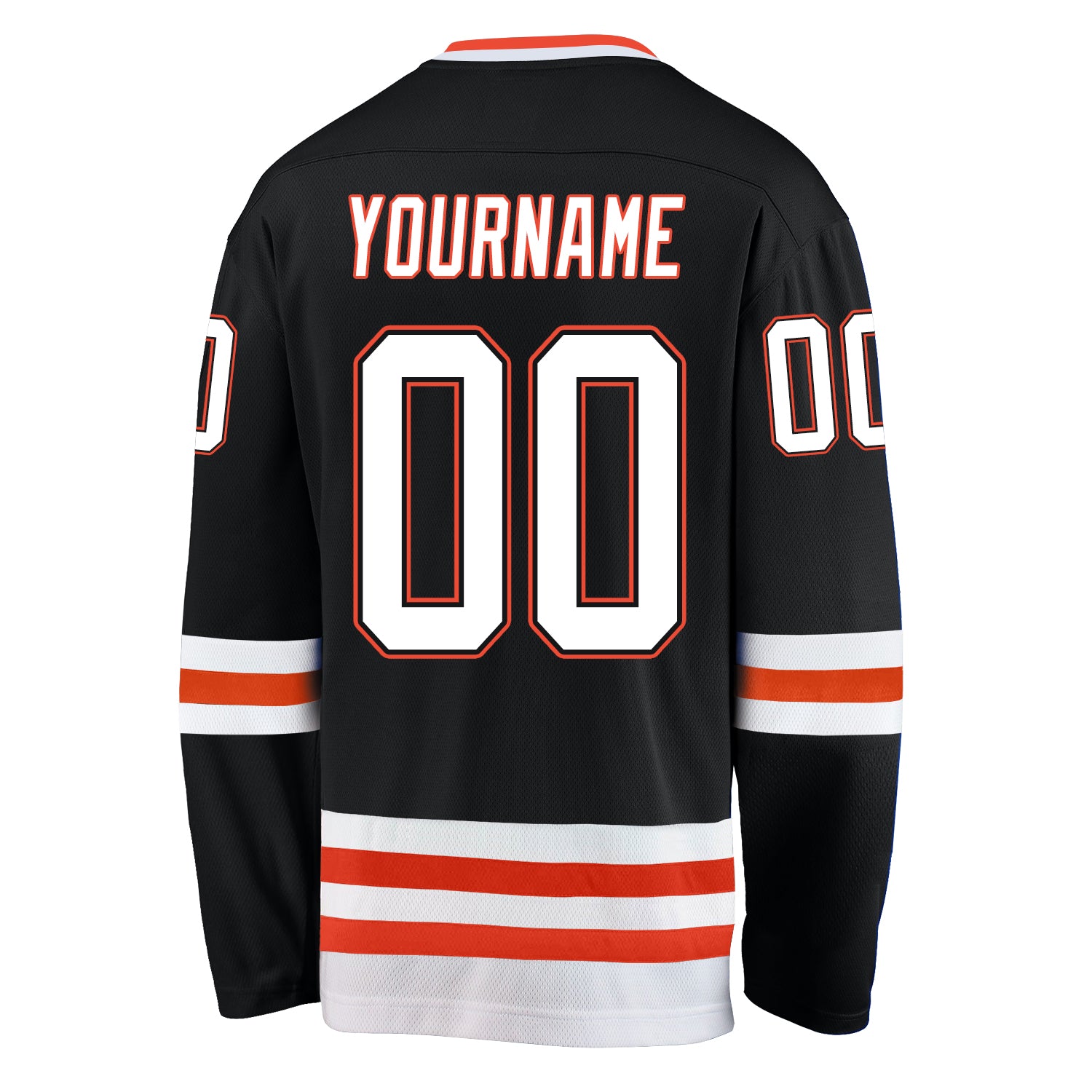 Custom Black White-Orange Hockey Jersey