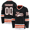 Custom Black White-Orange Hockey Jersey