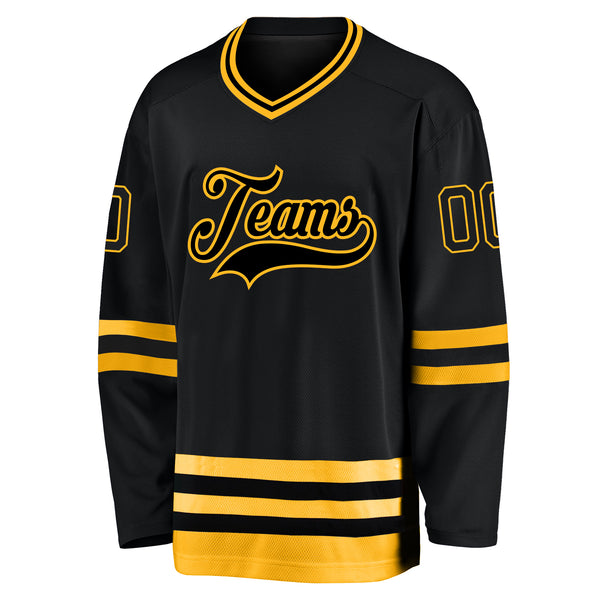 Custom Red Black-Gold Hockey Jersey Discount