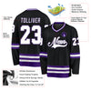 Custom Black White-Purple Hockey Jersey
