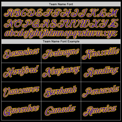 Custom Black Purple-Gold Performance T-Shirt