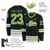 Custom Black Neon Green-White Hockey Jersey