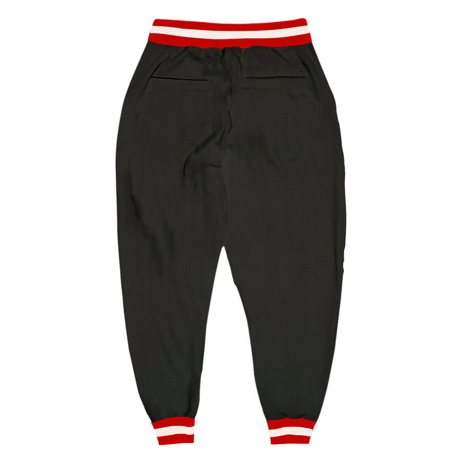 Custom Black Red-White Sports Pants