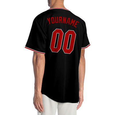 Custom Black Red-Gray Authentic Baseball Jersey