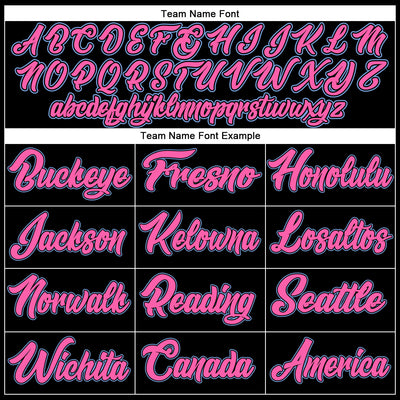 Custom Black White Pinstripe Pink-Light Blue Authentic Baseball Jersey