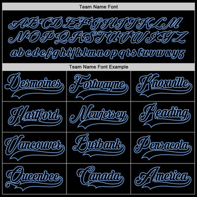 Custom Black Black-Light Blue Hockey Jersey