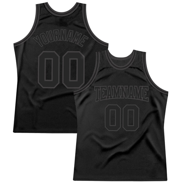 Custom Black Black-Steel Gray Authentic Throwback Basketball Jersey