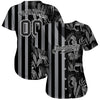 Custom Black Black-Gray 3D Pattern Design Leopards And Tropical Palm Leaves Authentic Baseball Jersey